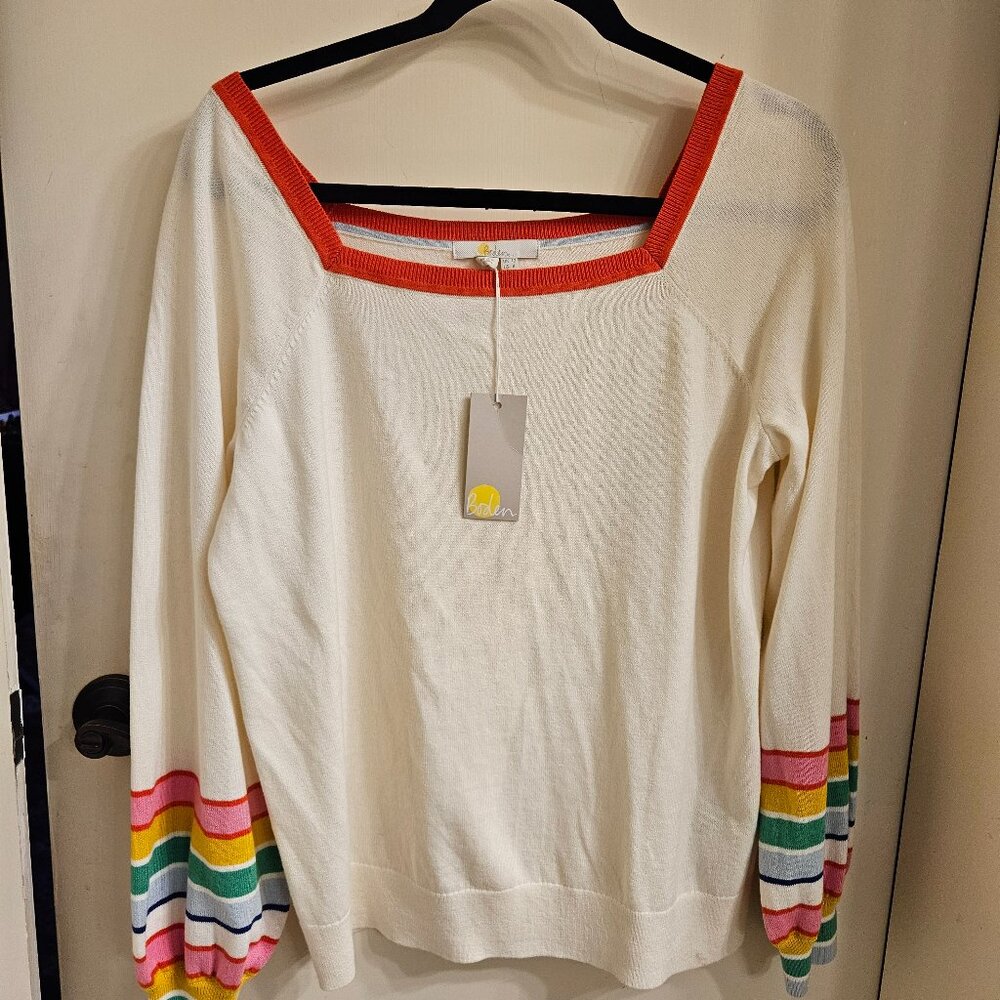 Boden square neck, lightweight, rainbow sz 8